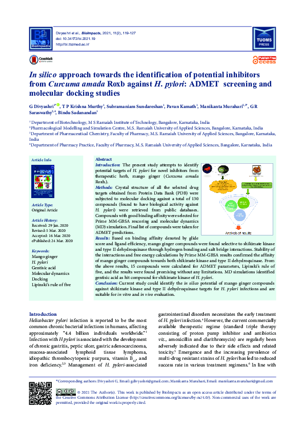 (PDF) In silico approach towards the identification of potential ...