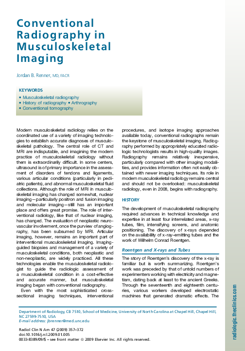 (PDF) Conventional Radiography in Musculoskeletal Imaging