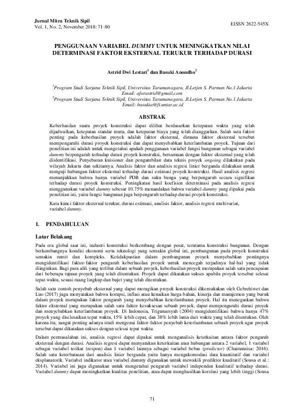 (PDF) Penggunaan Variabel Dummy Untuk Meningkatkan Nilai