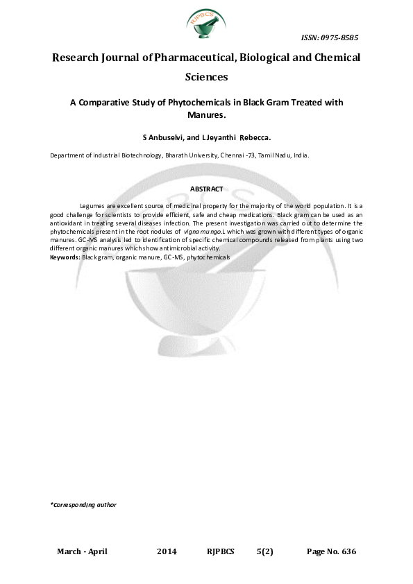 (PDF) Comparative study of phytochemicals in black gram treated with ...