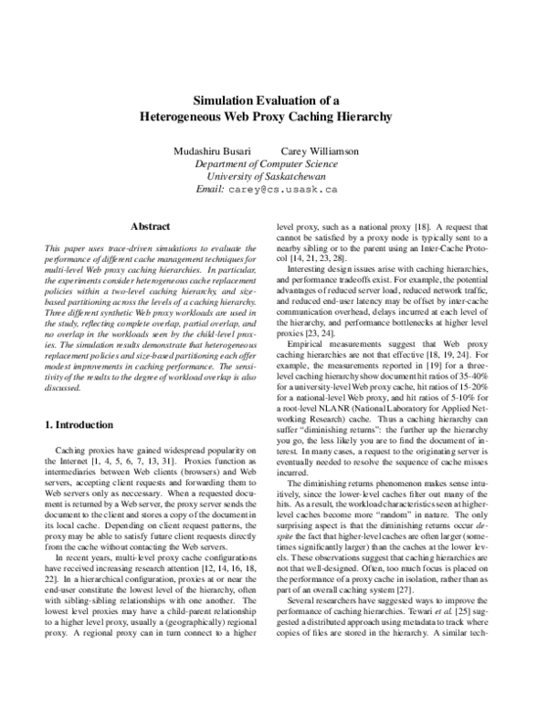 (PDF) Simulation evaluation of a heterogeneous Web proxy caching hierarchy