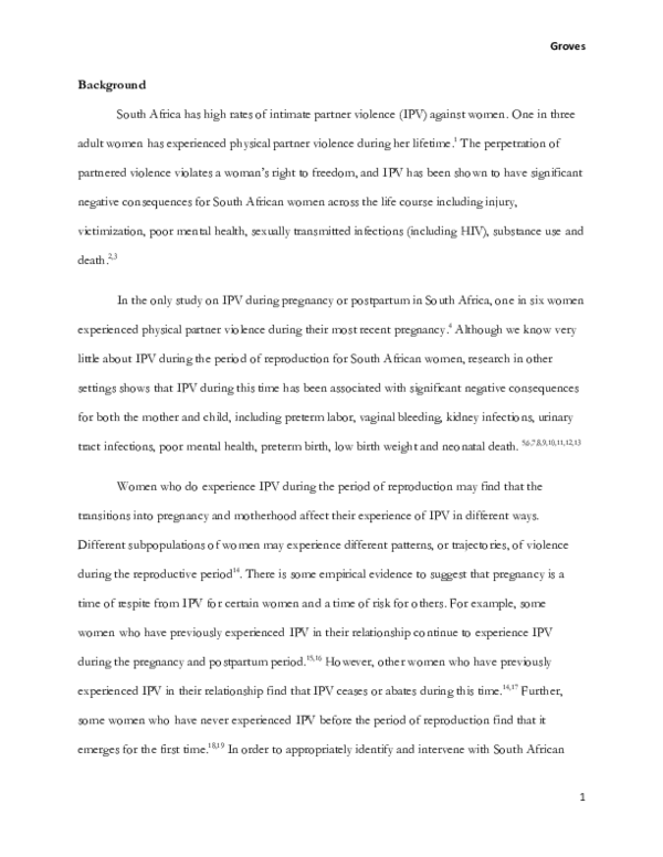 (PDF) Trajectories of Intimate Partner Violence among South African ...