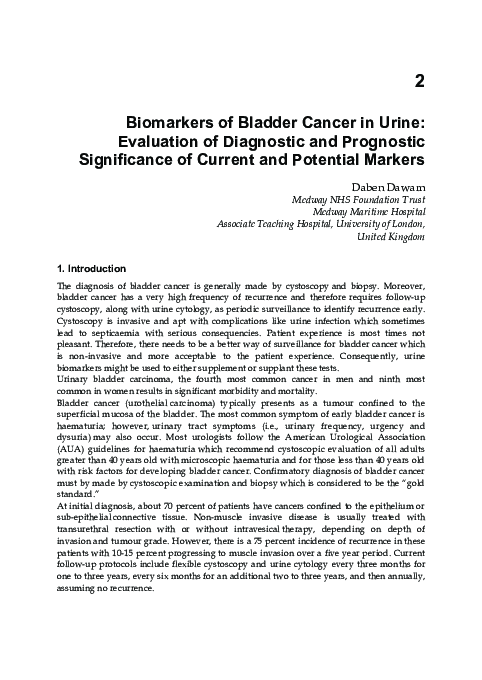(PDF) Biomarkers of Bladder Cancer in Urine: Evaluation of Diagnostic ...