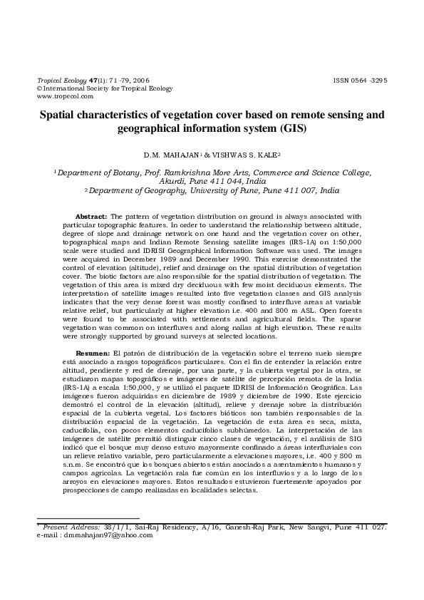 (PDF) Spatial characteristics of vegetation cover based on remote ...