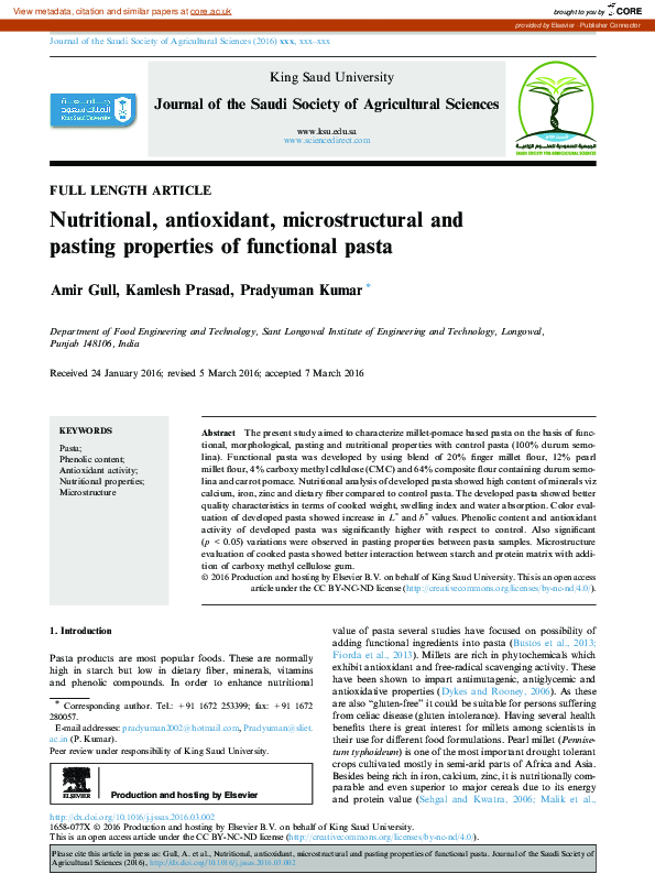 (PDF) Nutritional, antioxidant, microstructural and pasting properties ...