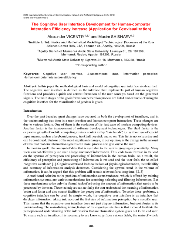(PDF) The Cognitive User Interface Development for Human-computer ...