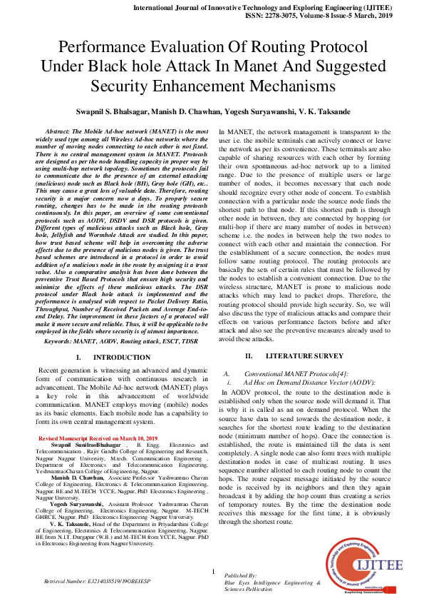 (PDF) Performance Evaluation Of Routing Protocol Under Black hole ...