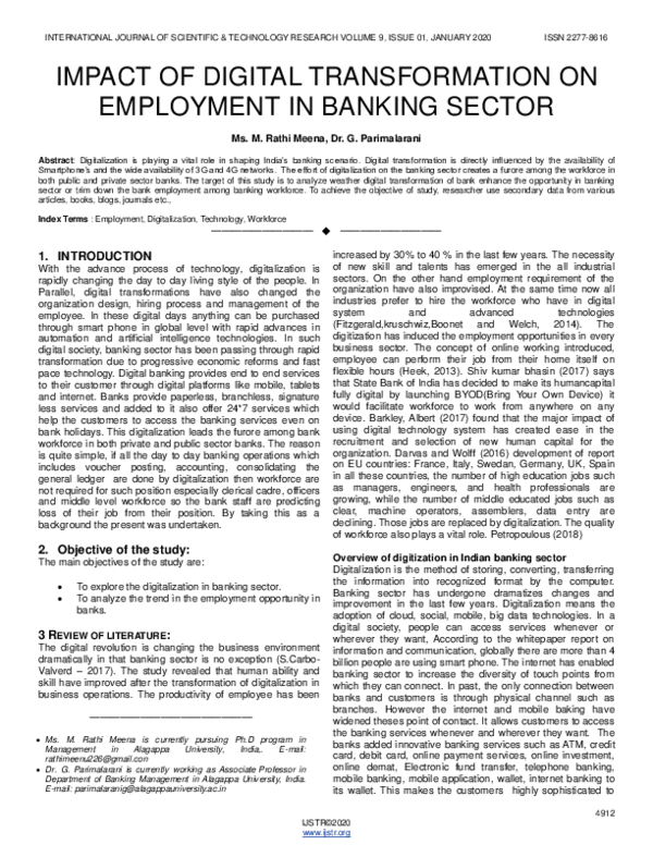 (PDF) Impact of Digital Transformation on Employment in Banking Sector