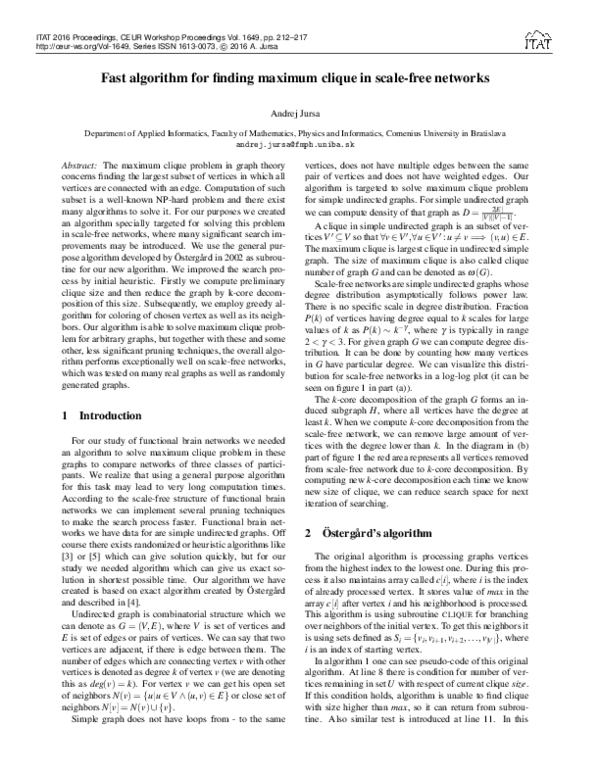 (PDF) Fast Algorithm for Finding Maximum Clique in Scale-Free Networks ...