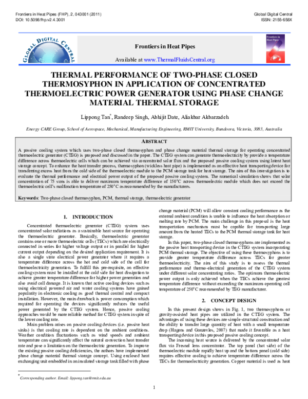 (PDF) Thermal performance of two-phase closed thermosyphon in ...