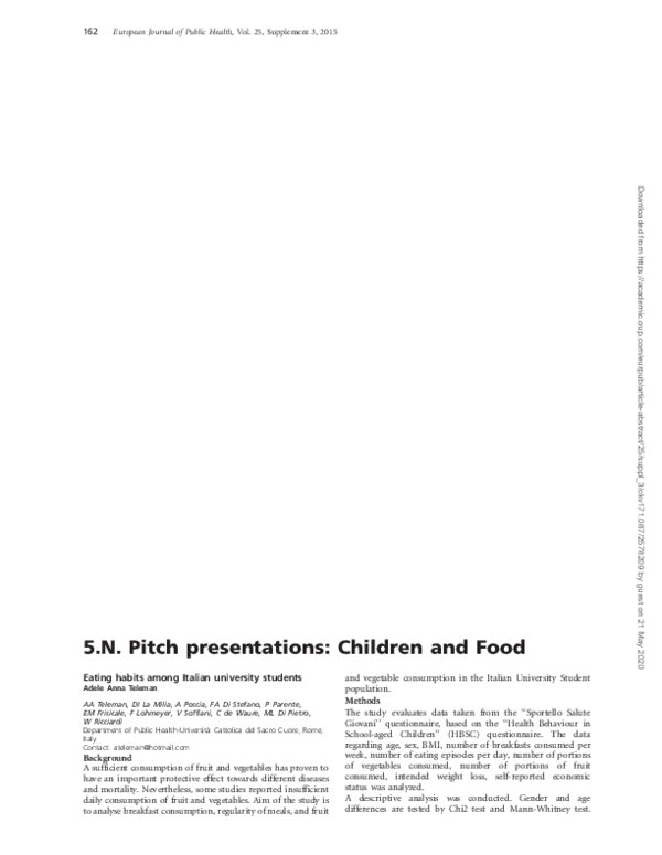 (PDF) Eating habits among Italian university students