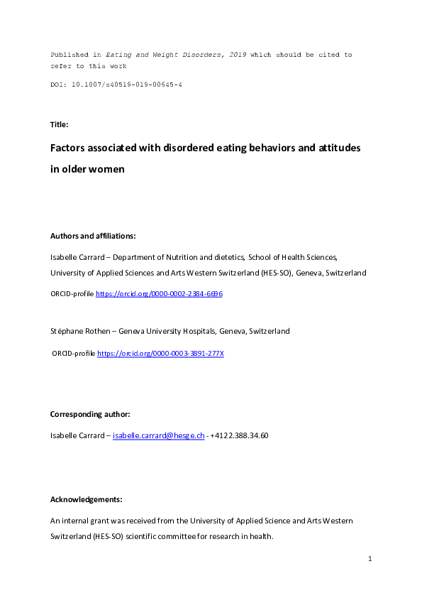 (PDF) Factors associated with disordered eating behaviors and attitudes ...