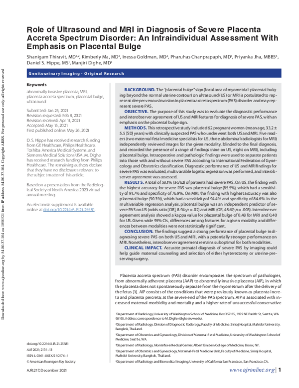 (PDF) Role of Ultrasound and MRI in Diagnosis of Severe Placenta ...