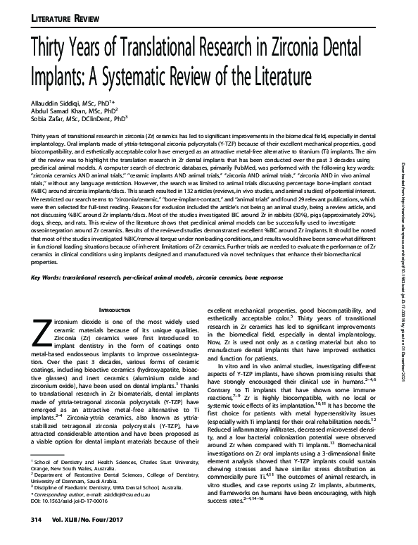 (PDF) 30 years of translational research in zirconia dental implants A