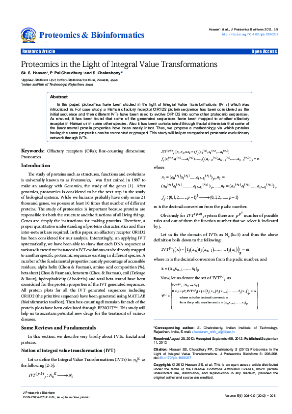 (PDF) Proteomics in the Light of Integral Value Transformations