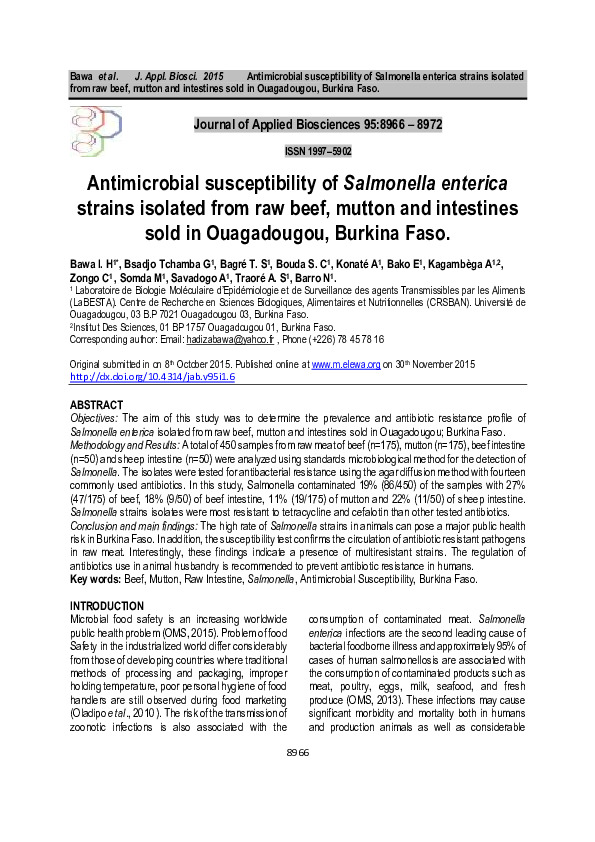 (PDF) Antimicrobial susceptibility of Salmonella enterica strains ...