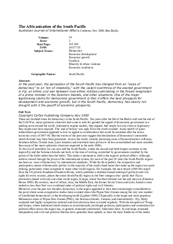 (PDF) The Africanisation of the South Pacific