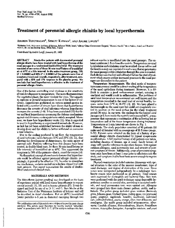 (PDF) Treatment of perennial allergic rhinitis by local hyperthermia