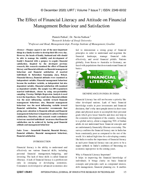 (PDF) The Effect of Financial Literacy and Attitude on Financial ...