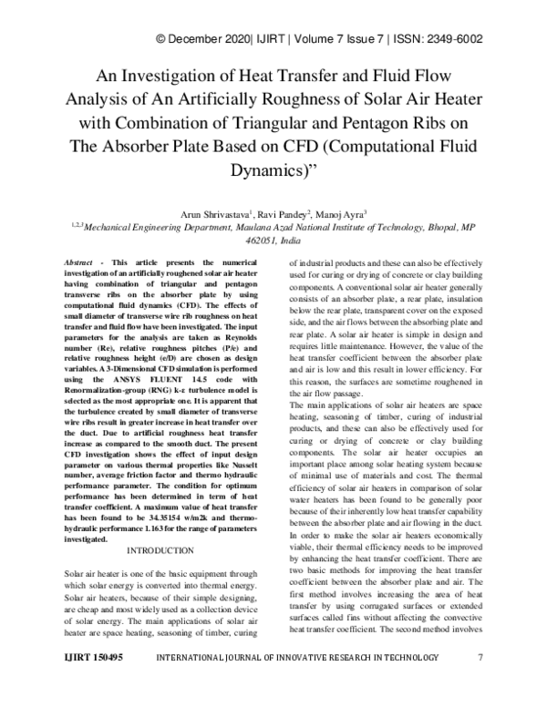 (PDF) An Investigation of Heat Transfer and Fluid Flow Analysis of An ...