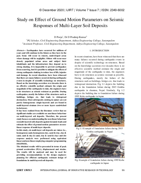 (PDF) Study on Effect of Ground Motion Parameters on Seismic Responses ...