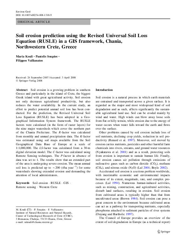 (PDF) Soil erosion prediction using the revised universal soil loss ...