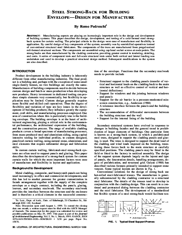 (PDF) Steel StrongBack for Building Envelope Design for Manufacture