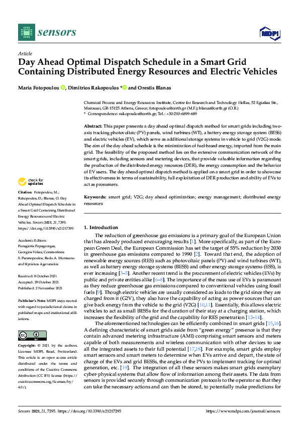 (PDF) Day Ahead Optimal Dispatch Schedule in a Smart Grid Containing ...