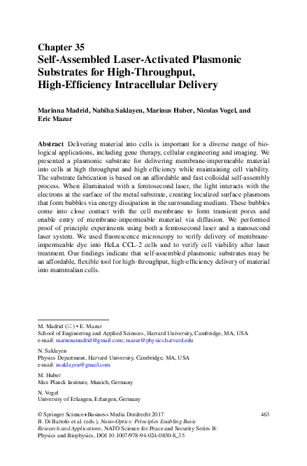 (PDF) Self-Assembled Laser-Activated Plasmonic Substrates for High ...