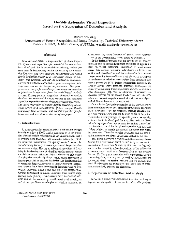 (PDF) Flexible Automatic Visual Inspection Based on the Separation of ...