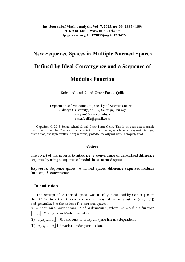 (PDF) New sequence spaces in multiple normed spaces defined by ideal ...