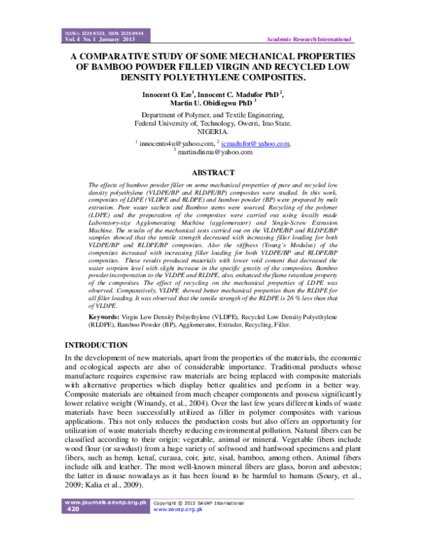(PDF) A Comparative Study of Some Mechanical Properties of Bamboo ...