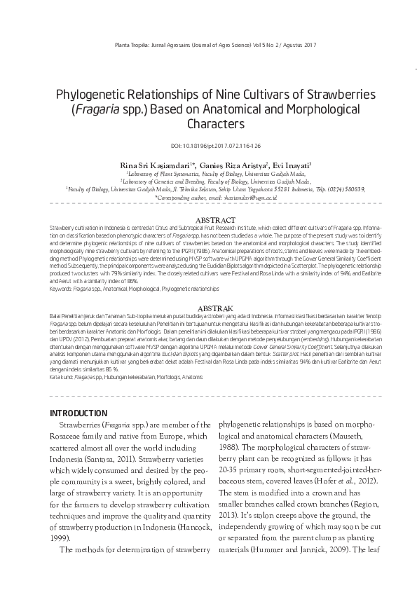 (PDF) Phylogenetic Relationships of Nine Cultivars of Strawberries ...