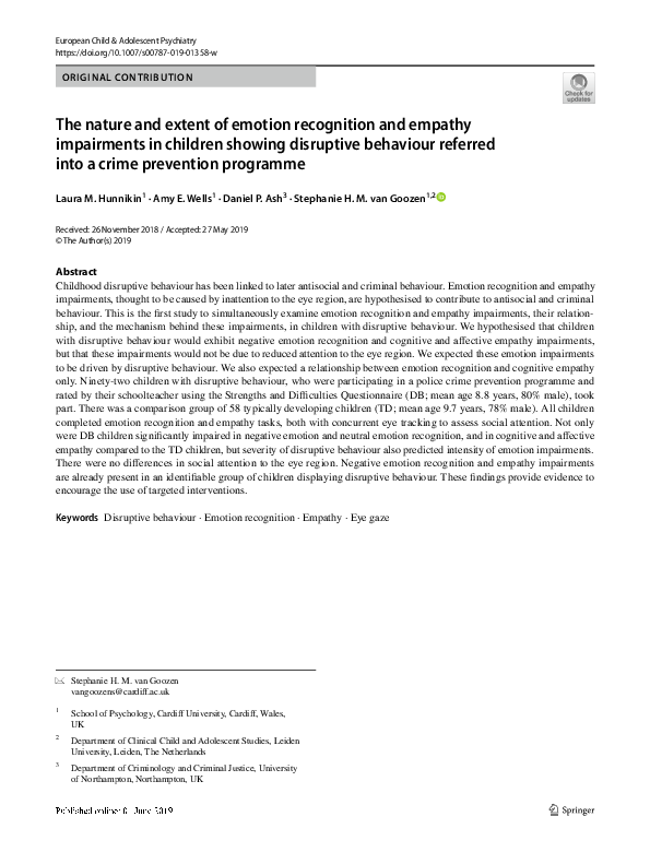 (PDF) The nature and extent of emotion recognition and empathy ...