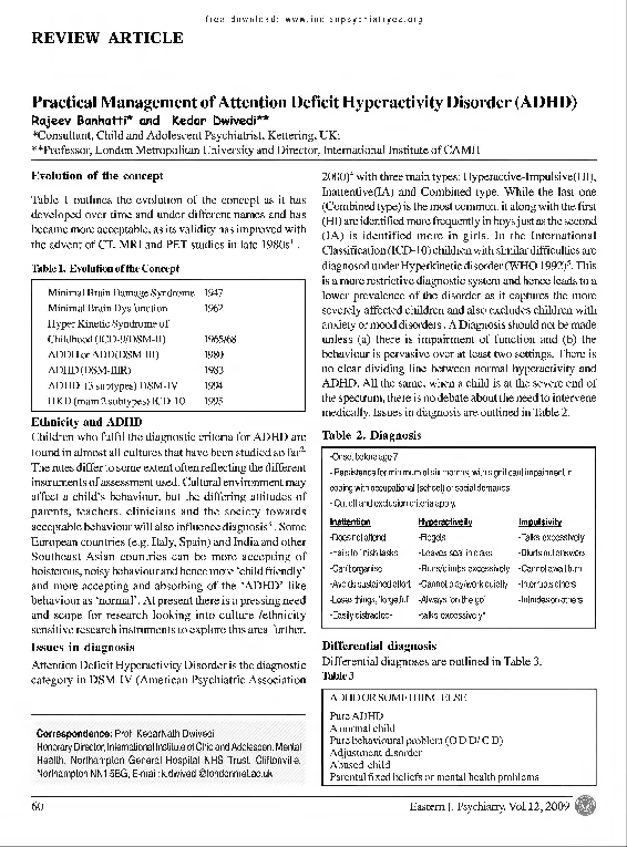 (PDF) Practical Management of Attention Deficit Hyperactivity Disorder ...