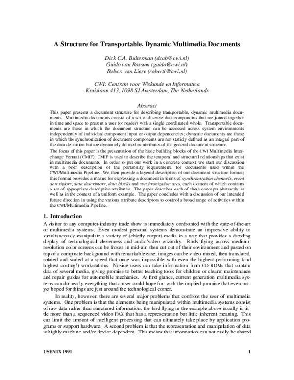 (PDF) A Structure for Transportable, Dynamic Multimedia Documents