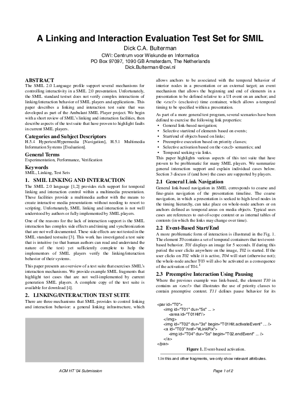 (PDF) A linking and interaction evaluation test set for SMIL