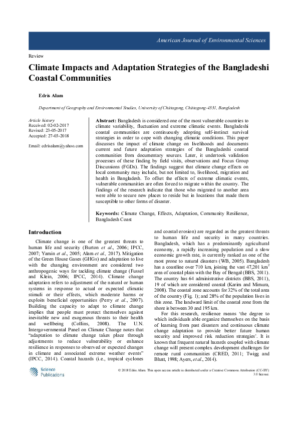 (PDF) Climate Impacts and Adaptation Strategies of the Bangladeshi ...
