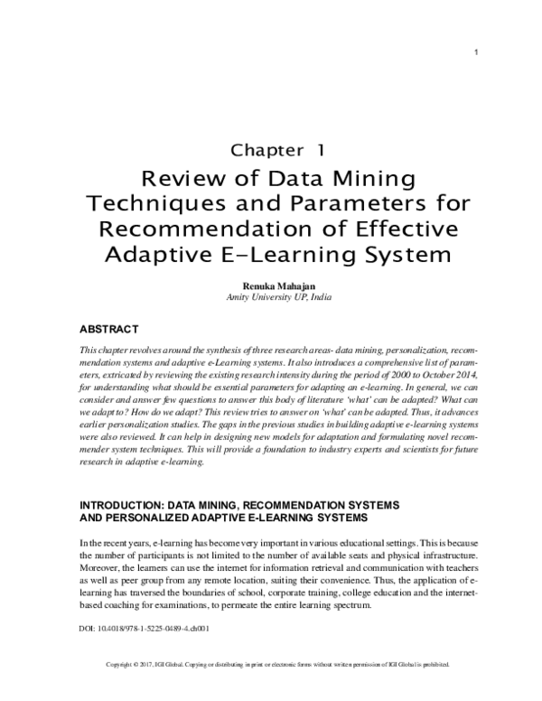 (PDF) Review of Data Mining Techniques and Parameters for ...