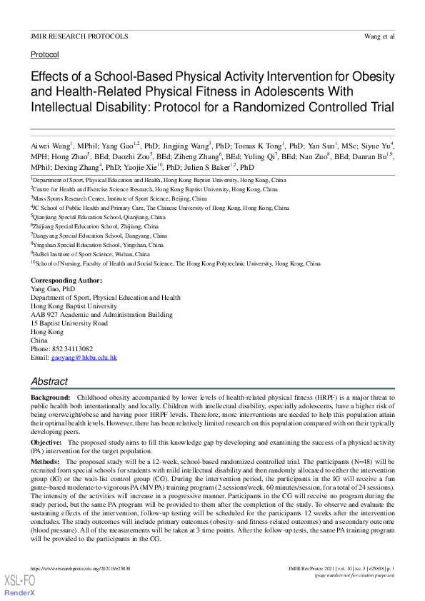 (PDF) Effects of a School-Based Physical Activity Intervention for ...