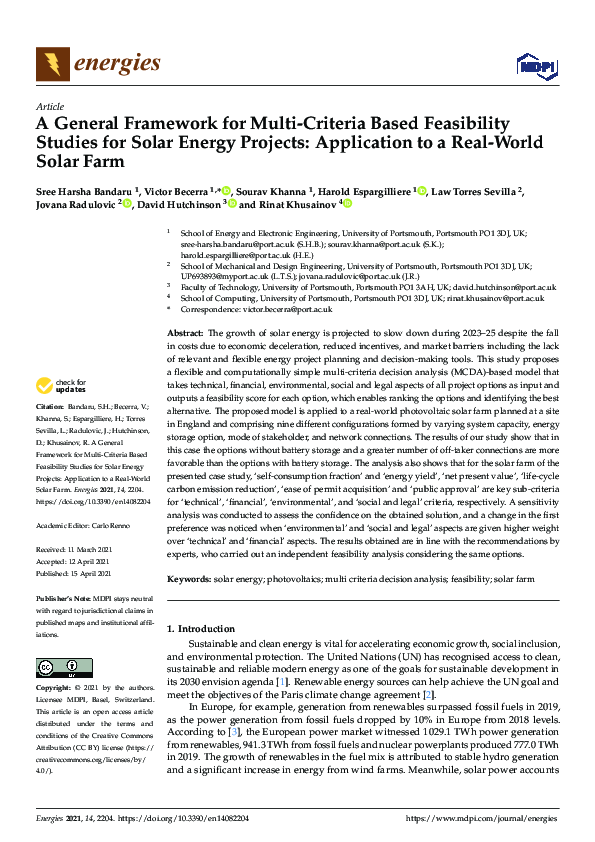 (PDF) A General Framework for Multi-Criteria Based Feasibility Studies ...