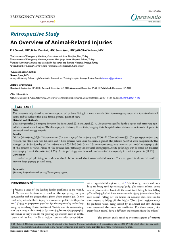 (PDF) An Overview of Animal-Related Injuries