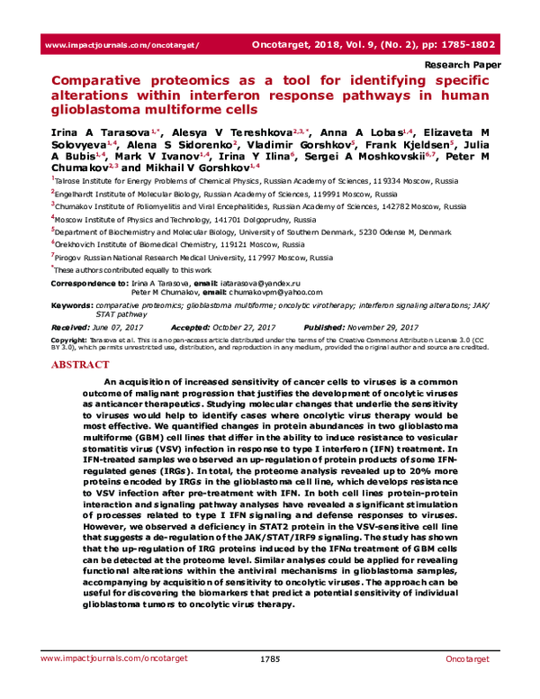 (PDF) Comparative proteomics as a tool for identifying specific ...