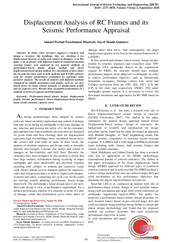 (PDF) Displacement Analysis of RC Frames and its Seismic Performance ...