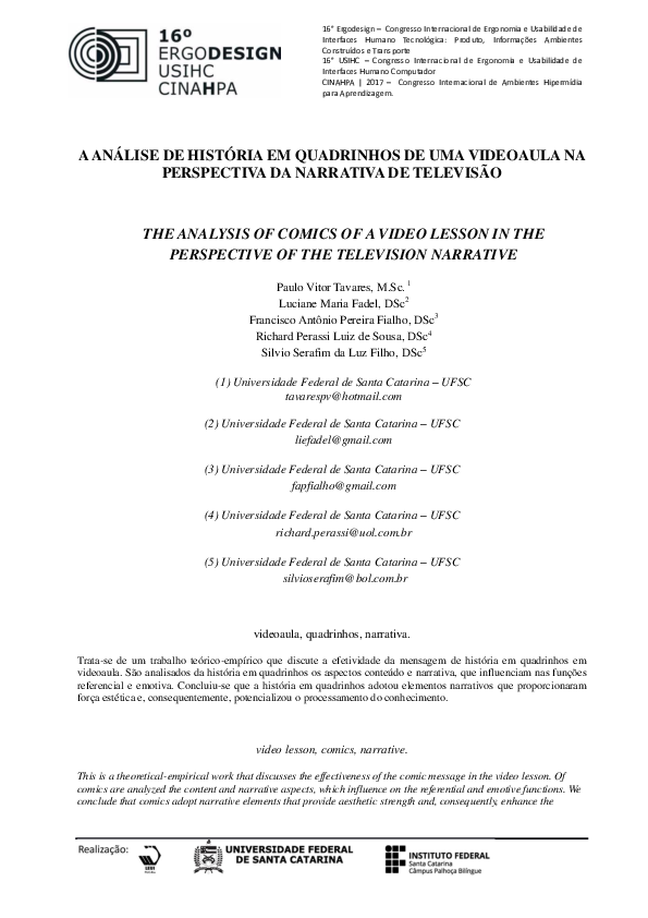 (PDF) A Análise De História Em Quadrinhos De Uma Videoaula Na ...