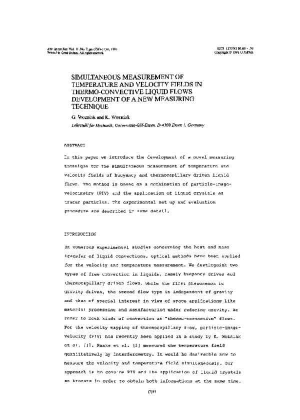 (PDF) Simultaneous measurement of temperature and velocity fields in ...