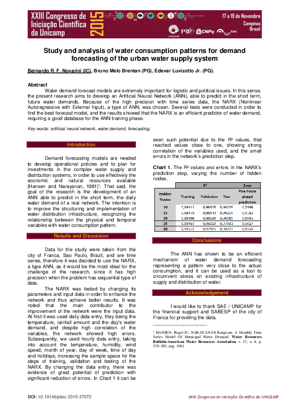 (PDF) Study and analysis of water consumption patterns for demand ...