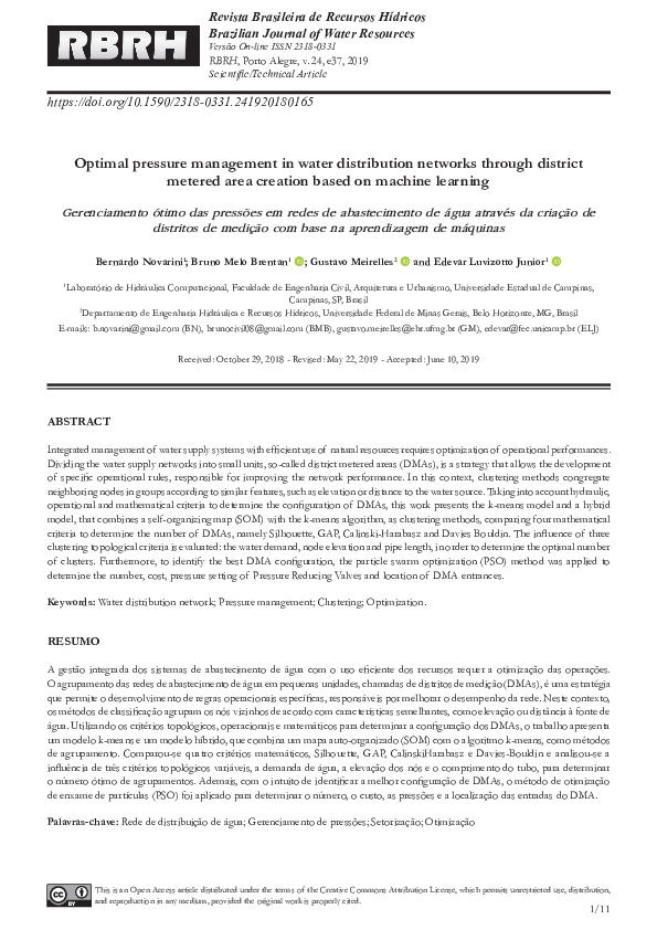 (PDF) Optimal pressure management in water distribution networks ...