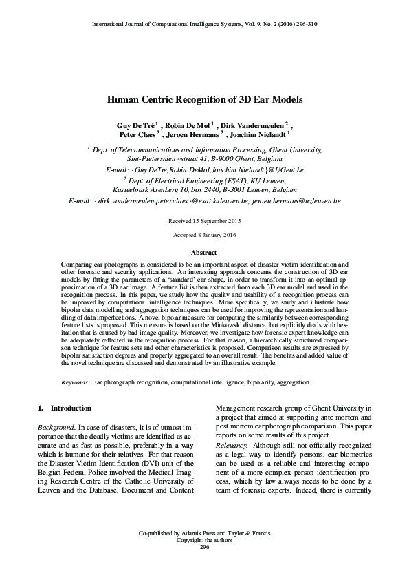 (PDF) Human Centric Recognition of 3D Ear Models