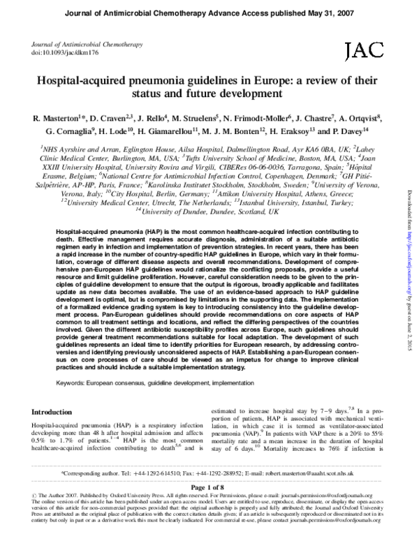 Hospital-acquired pneumonia guidelines 